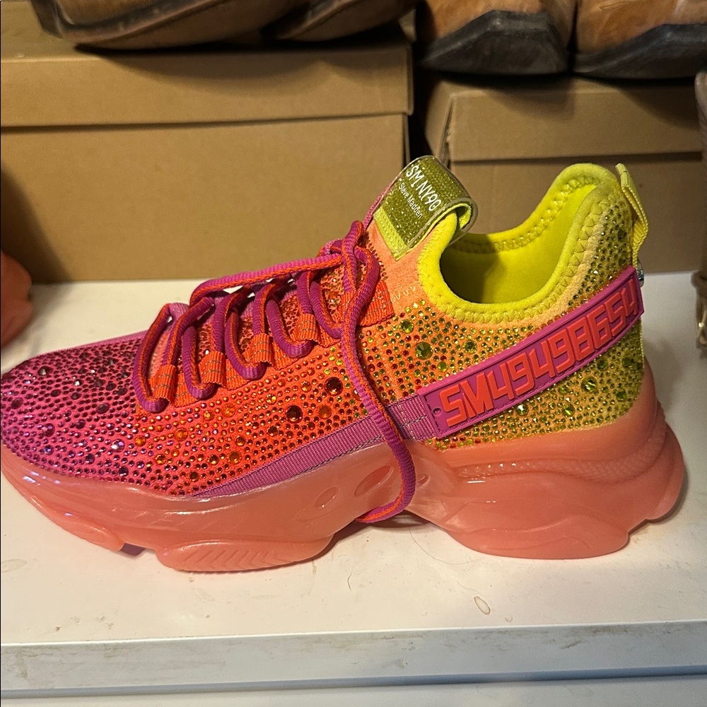 Vibrant Pink and Orange Sneakers - Picture 2 of 5